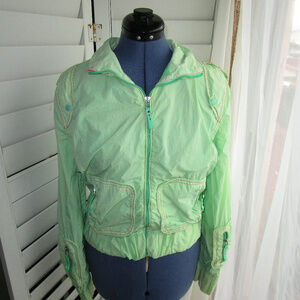 Mango Lime Vintage Topstich Parachute Jacket M